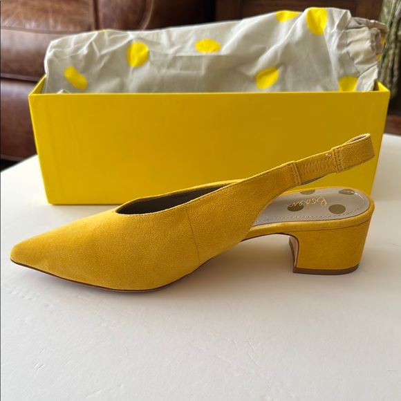 Boden Mustard Yellow Suede Slingback Block Heels Size 9 (40) - Picture 2 of 11